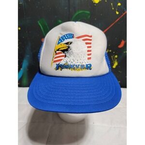 Vintage Eagle‎ Forever Trucker Hat Patriotic USA Flag Mesh Snapback H02